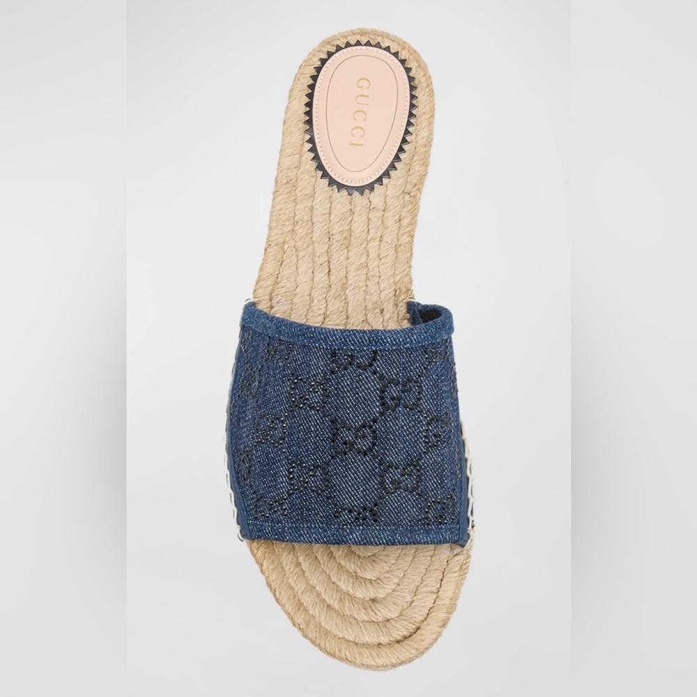 Gucci- Pilar GG denim espadrille sandals - Picture 5 of 8